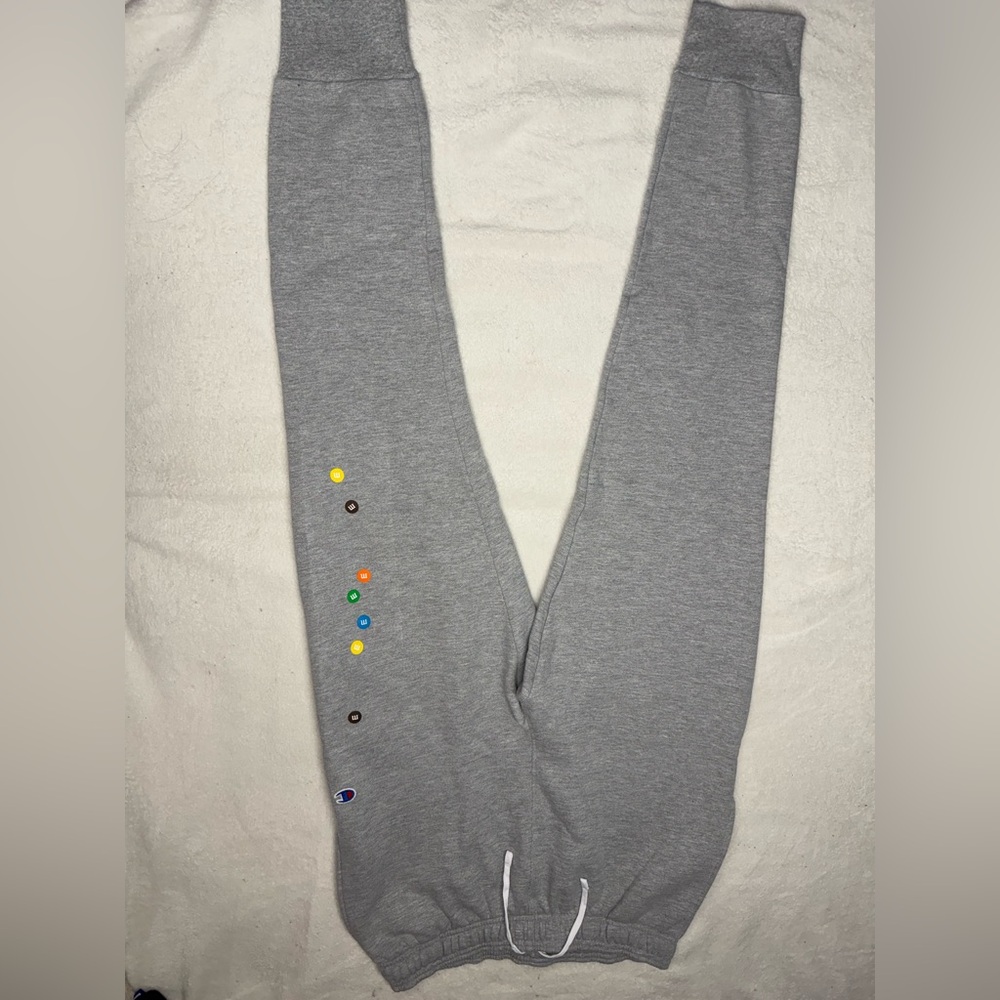 Authentic M&M’s x Champion gray sweatpants limited edition Super Bowl 2024